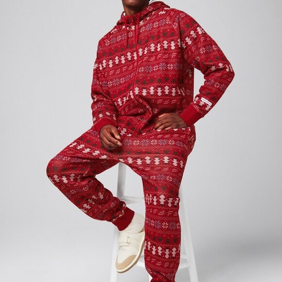 Fabletics Holiday Fleece Hooded Onesie - Picture 3 of 5